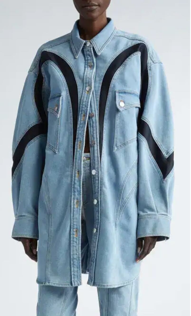 MUGLER | NWT Spiral Oversize Denim Western Shirt Unisex Size 46 Men's XL